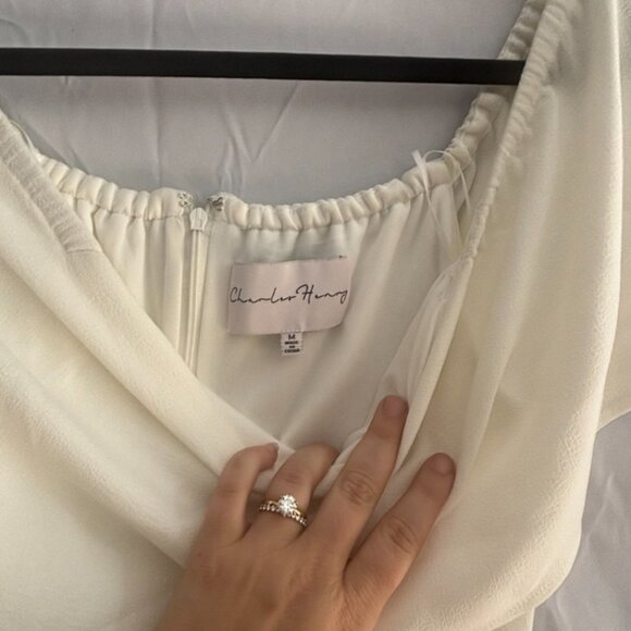 Charles Henry Off the Shoulder White Dress - Picture 5 of 8